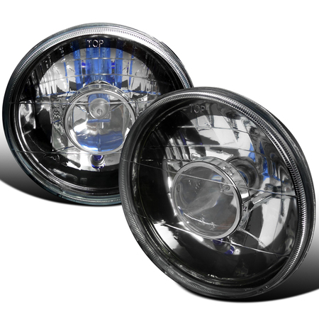 Spec-D Tuning All All All 7 Inch Projector Headlights Round With H4 Bulb Black LHP-7RNDJM